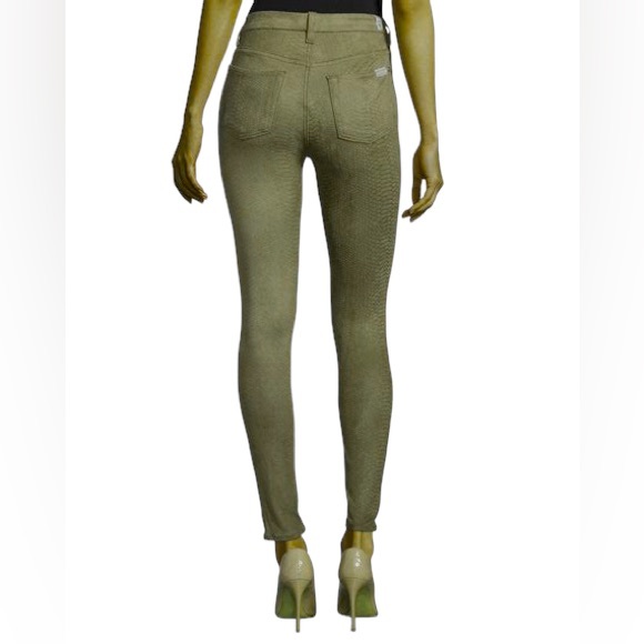 7 For All Mankind Snake Print Embossed Faux Suede Pant Jean Olive 29 - Picture 2 of 13